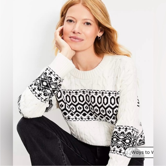 LOFT Fair Isle Cable Sweater - Picture 2 of 6
